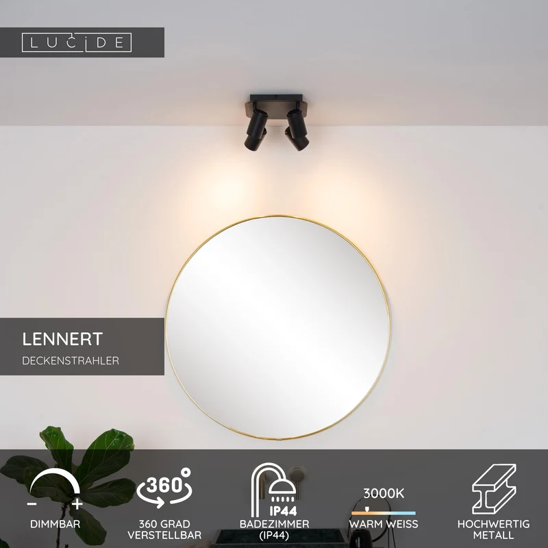 LED-Bad-Deckenspot Lennert 4-flammig dimmbar