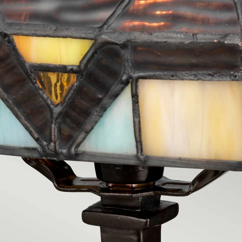 Tischleuchte Holmes 1-flammig Tiffany-Glasschirm Bronze