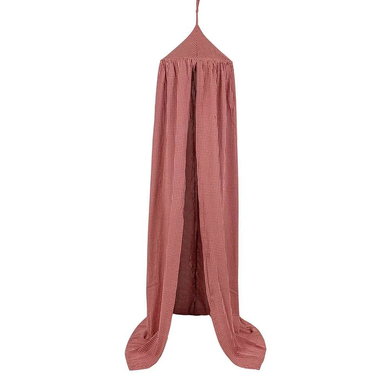 Betthimmel Baldachin Altrosa kariert, 240 cm, aus Baumwolle