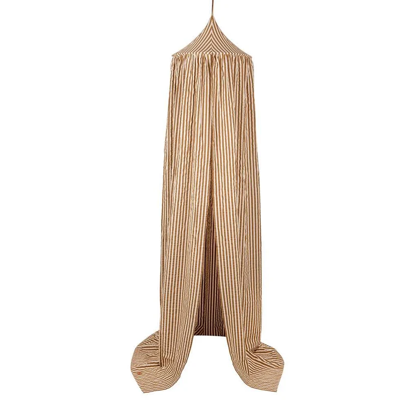 Betthimmel Baldachin Oliv gestreift, 240 cm, aus Baumwolle