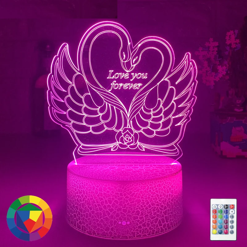 3D LED Lampe Schwan Herz mit Touch