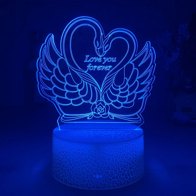 3D LED Lampe Schwan Herz mit Touch