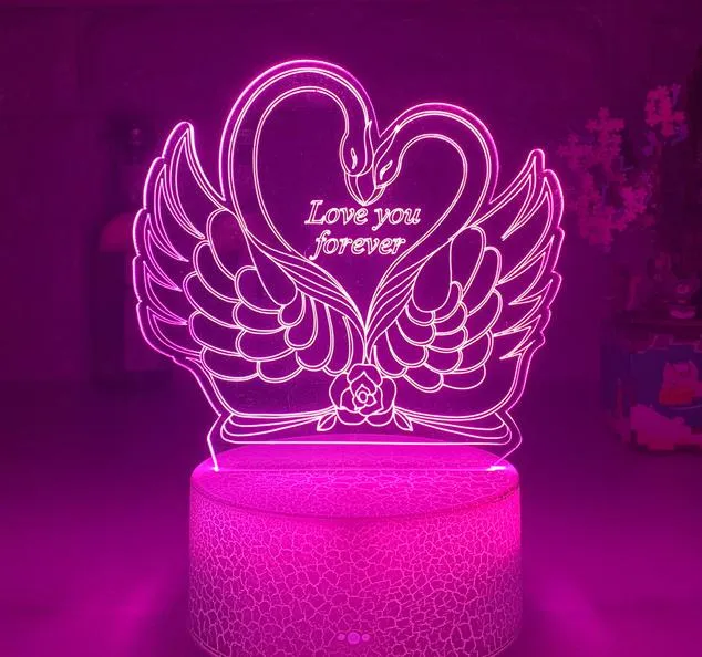 3D LED Lampe Schwan Herz mit Touch