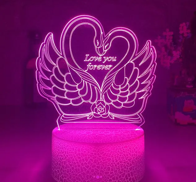 3D LED Lampe Schwan Herz mit Touch