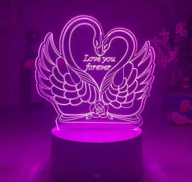3D LED Lampe Schwan Herz mit Touch