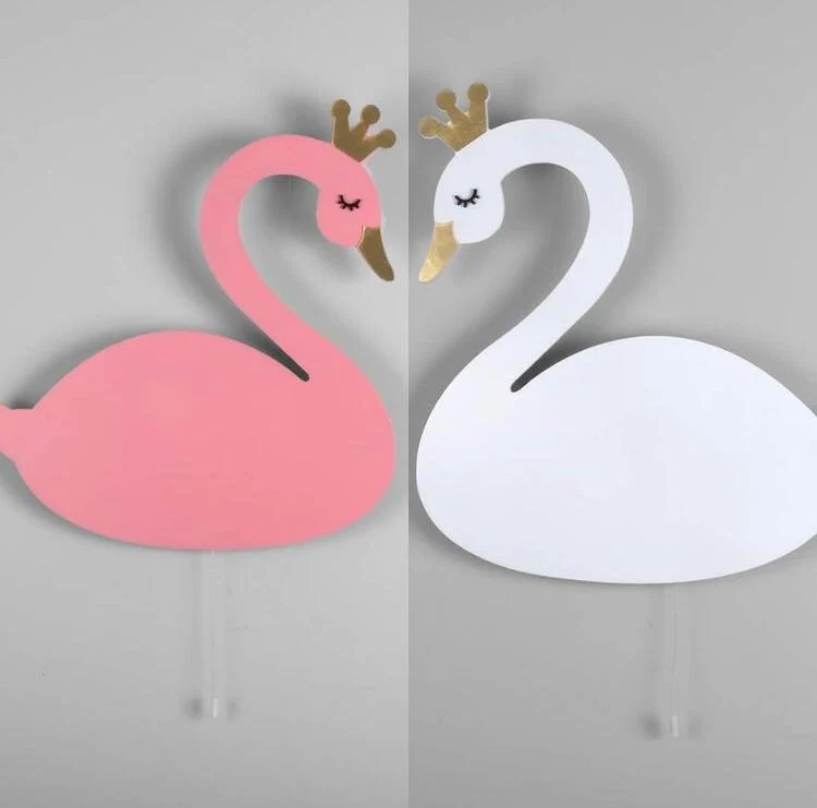 Schwan Nachttischlampe aus Holz für Kinder