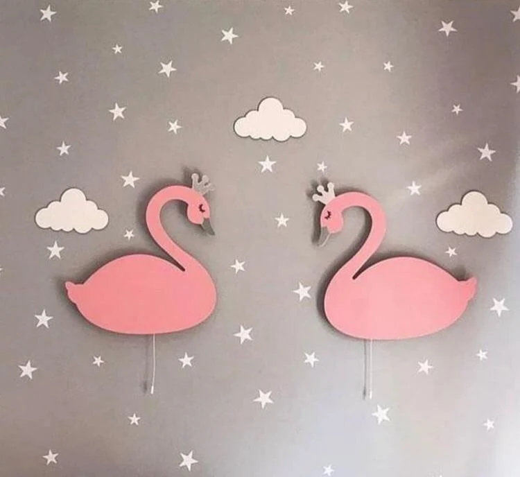Schwan Nachttischlampe aus Holz für Kinder