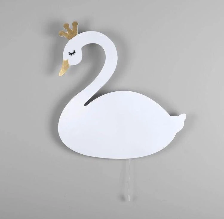 Schwan Nachttischlampe aus Holz für Kinder
