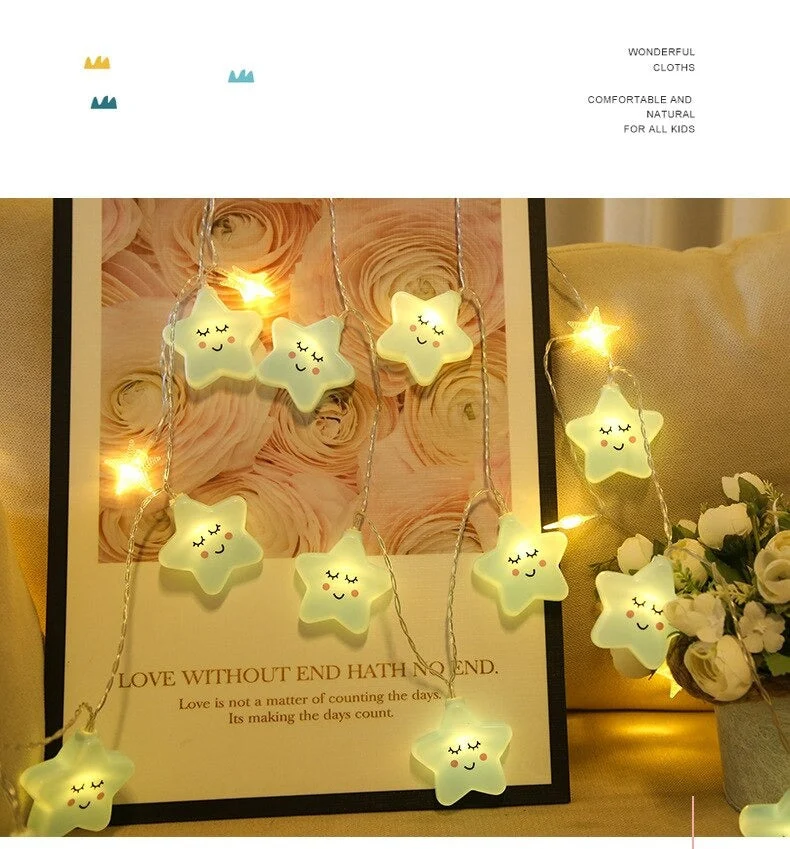 Blaue LED Lichterkette Sterne für Kinderzimmer
