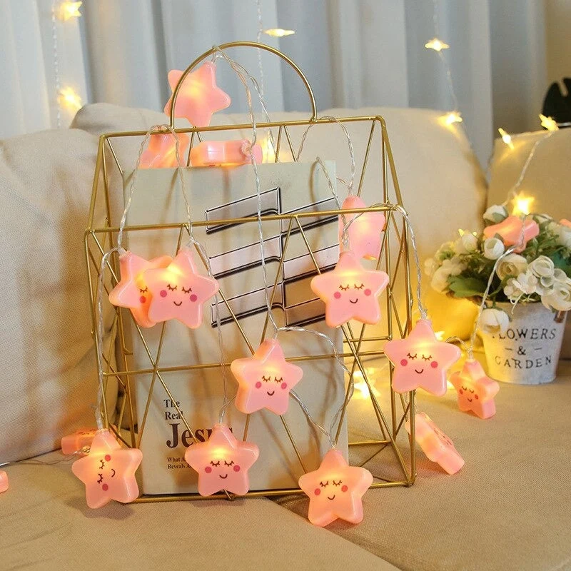 Rosa Sterne Lichterkette für Mädchenzimmer