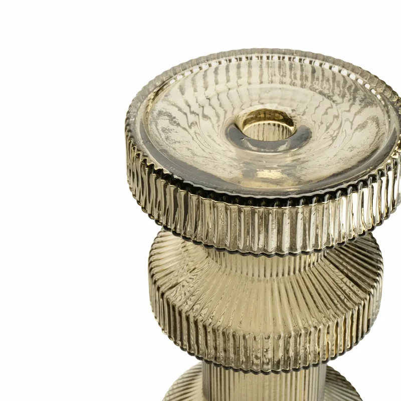 ISAA Vase-Kerzenständer Ara – Geripptes Glas, hohe Vase & Kerzenständer