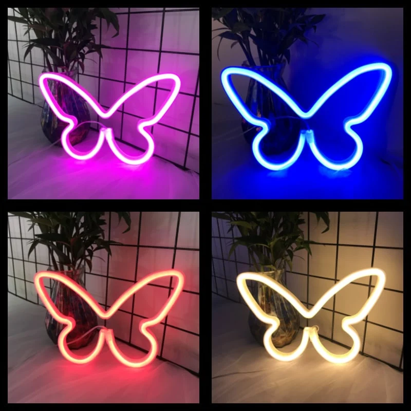 Schmetterling Neon Schild LED Wanddeko