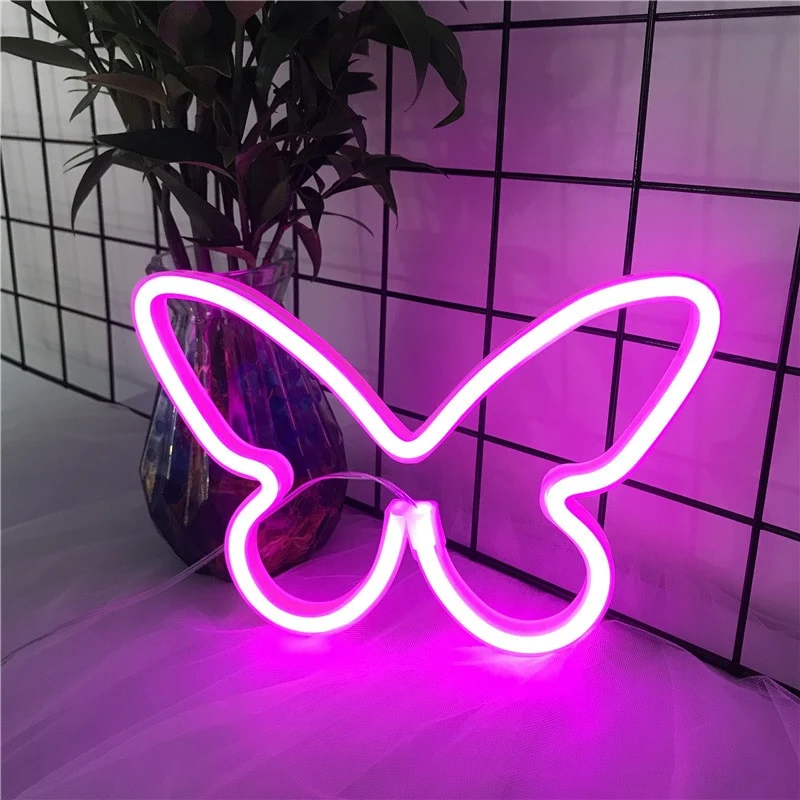 Schmetterling Neon Schild LED Wanddeko
