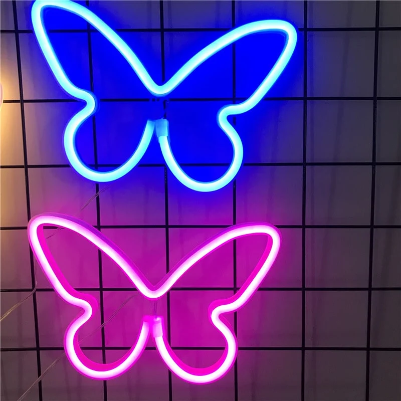 Schmetterling Neon Schild LED Wanddeko