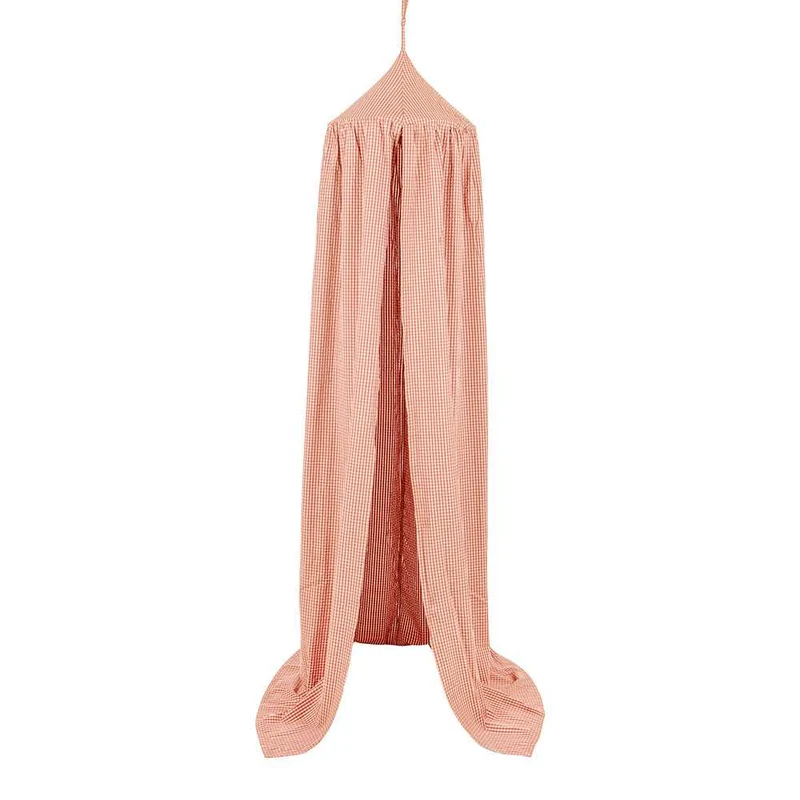 Betthimmel Baldachin Rostrot kariert, 240 cm, aus Baumwolle