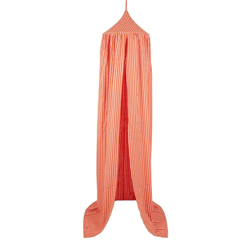 Betthimmel Baldachin Orange gestreift, 240 cm, aus Baumwolle