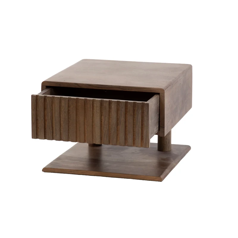 Nachttisch Carve Regal schwimmend 1 Schublade – Massiv Akazie braun