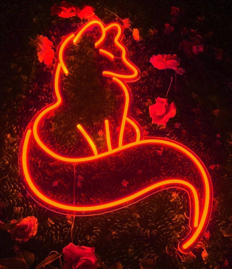 LED Neon Leuchte Fuchs als Wanddeko