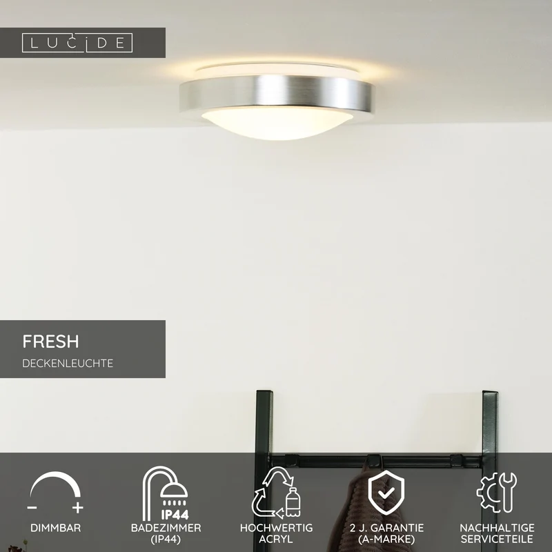 Deckenleuchte Fresh rund 27cm IP44 1-flammig dimmbar