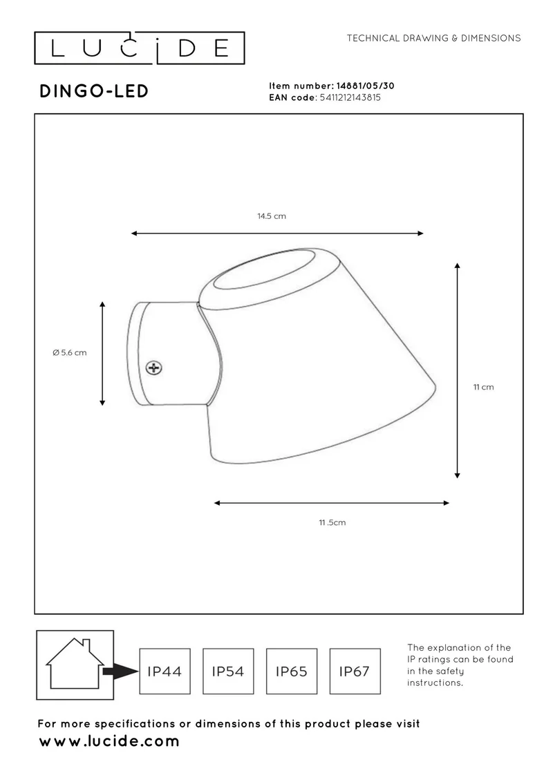 LED-Außenwandleuchte Dingo dimmbar IP44
