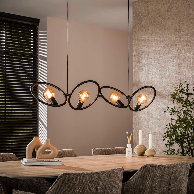 Hängeleuchte Loop 4-flammig – Artic black
