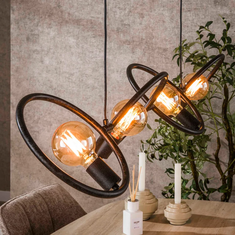 Hängeleuchte Loop 4-flammig – Artic black