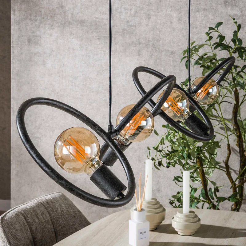 Hängeleuchte Loop 4-flammig – Artic black