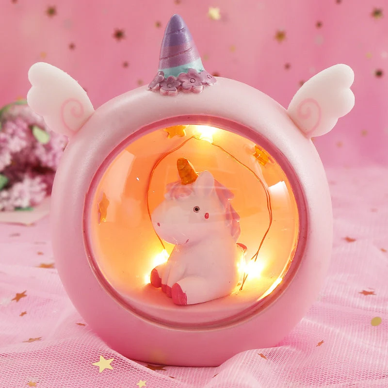 Rundes LED Einhorn Nachtlicht rosa blau