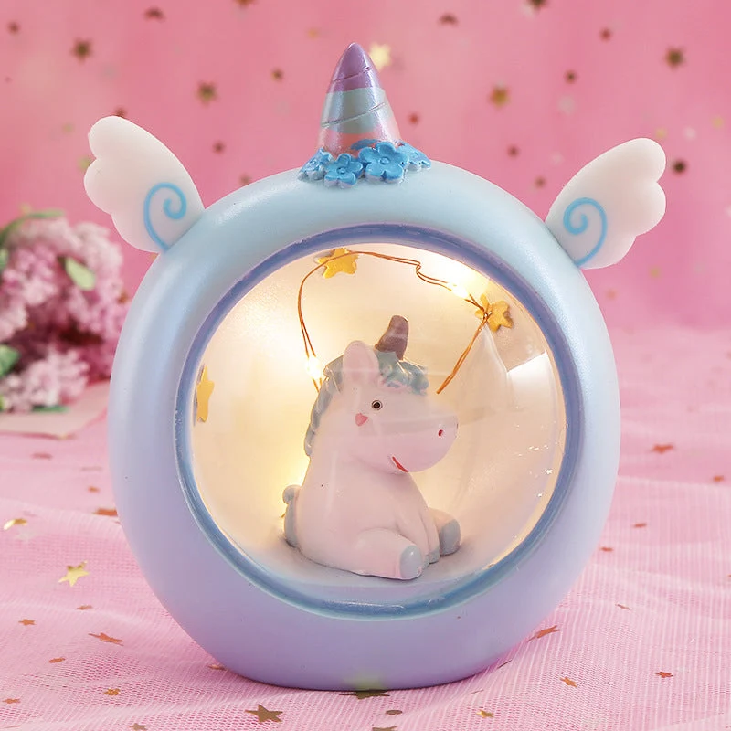 Rundes LED Einhorn Nachtlicht rosa blau