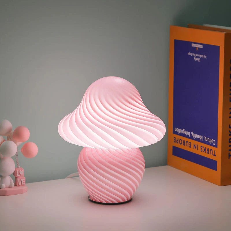 Glas Pilzlampe als LED Nachttischlampe