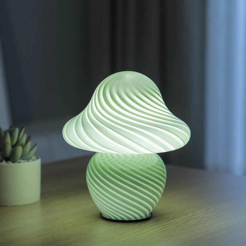 Glas Pilzlampe als LED Nachttischlampe
