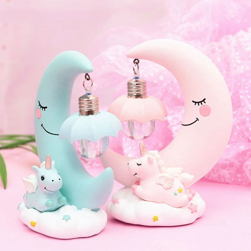3D Einhorn Mond Nachtlicht rosa blau