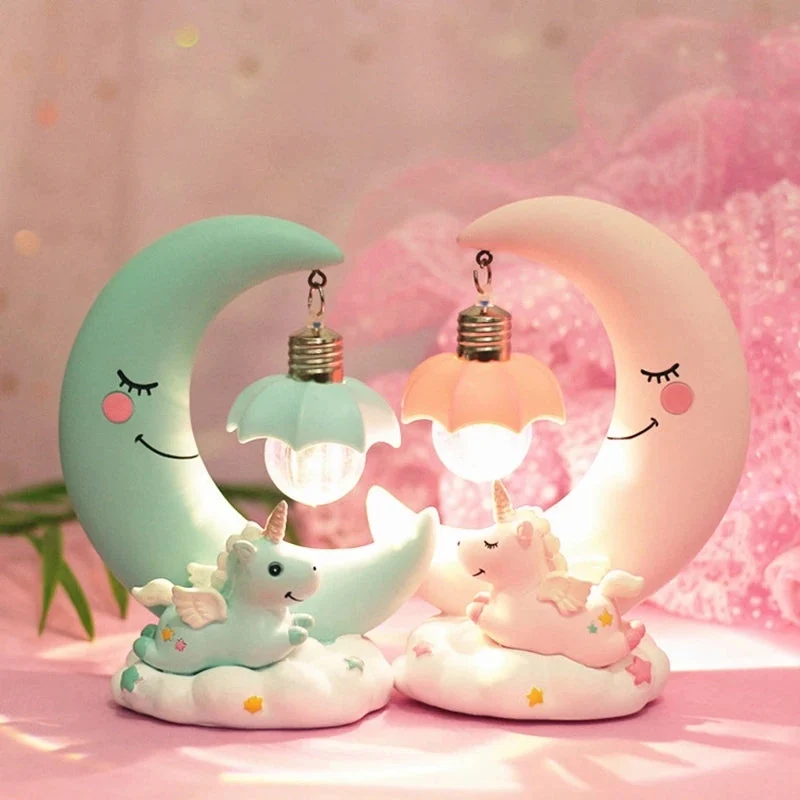 3D Einhorn Mond Nachtlicht rosa blau