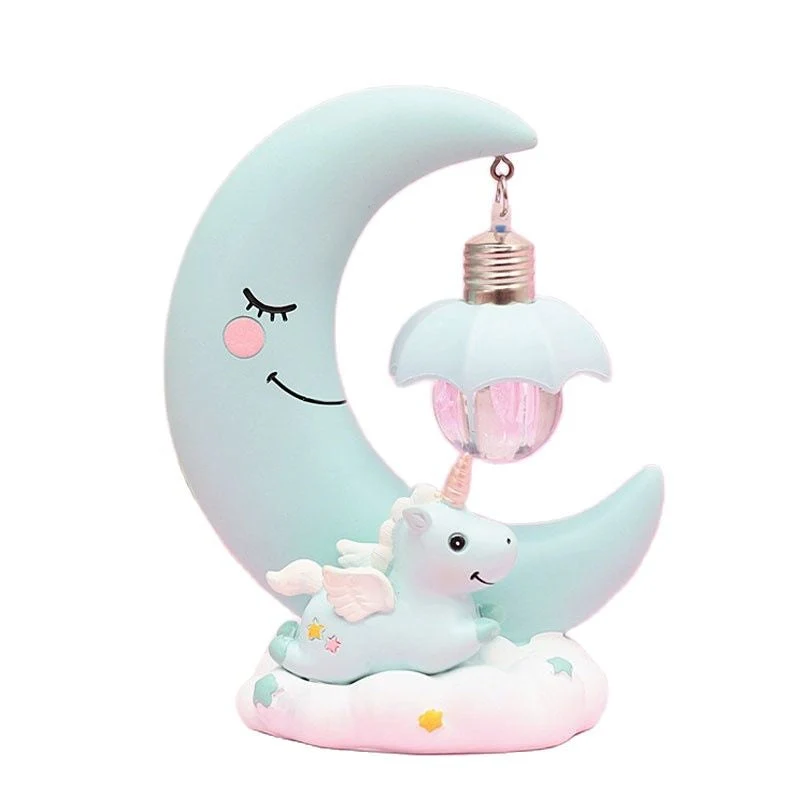 3D Einhorn Mond Nachtlicht rosa blau