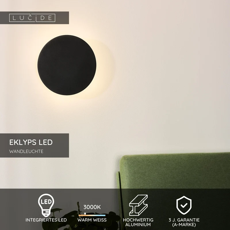 LED-Wandleuchte Eklyps rund Ø25cm