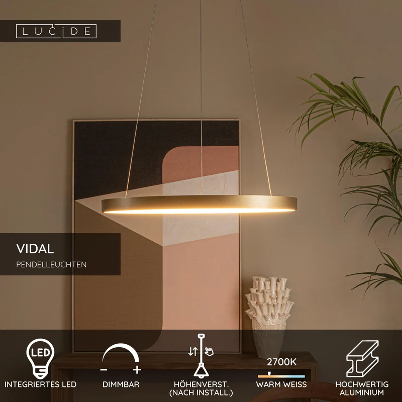 LED-Pendelleuchte Vidal dimmbar höhenverstellbar Ø 58cm