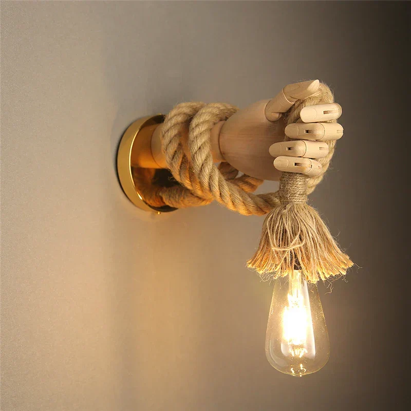 KnotWeave | Vintage Hanfseil-Wandleuchte