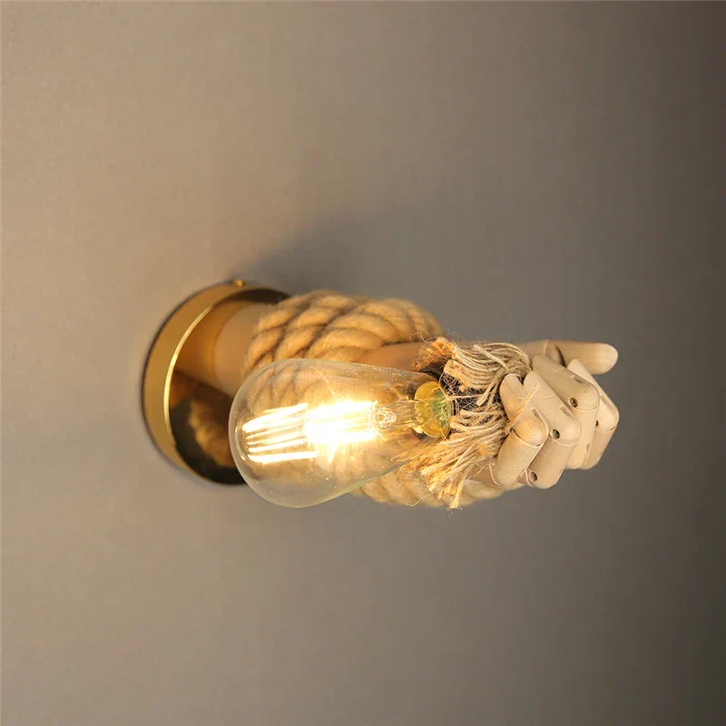 KnotWeave | Vintage Hanfseil-Wandleuchte