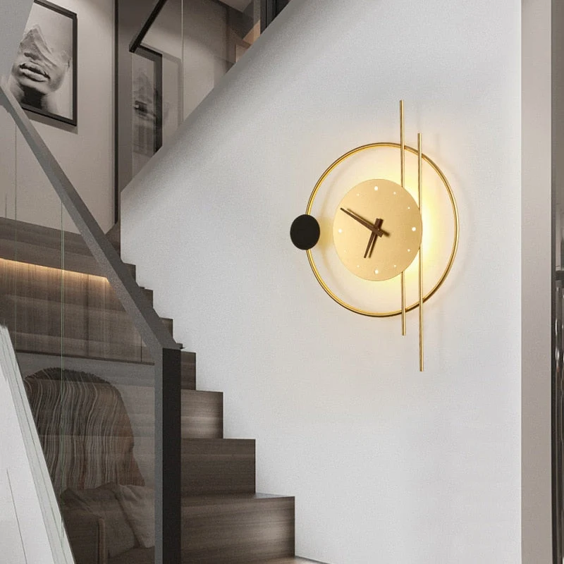 LumiClock | Schwarze LED-Wandleuchte mit Uhr
