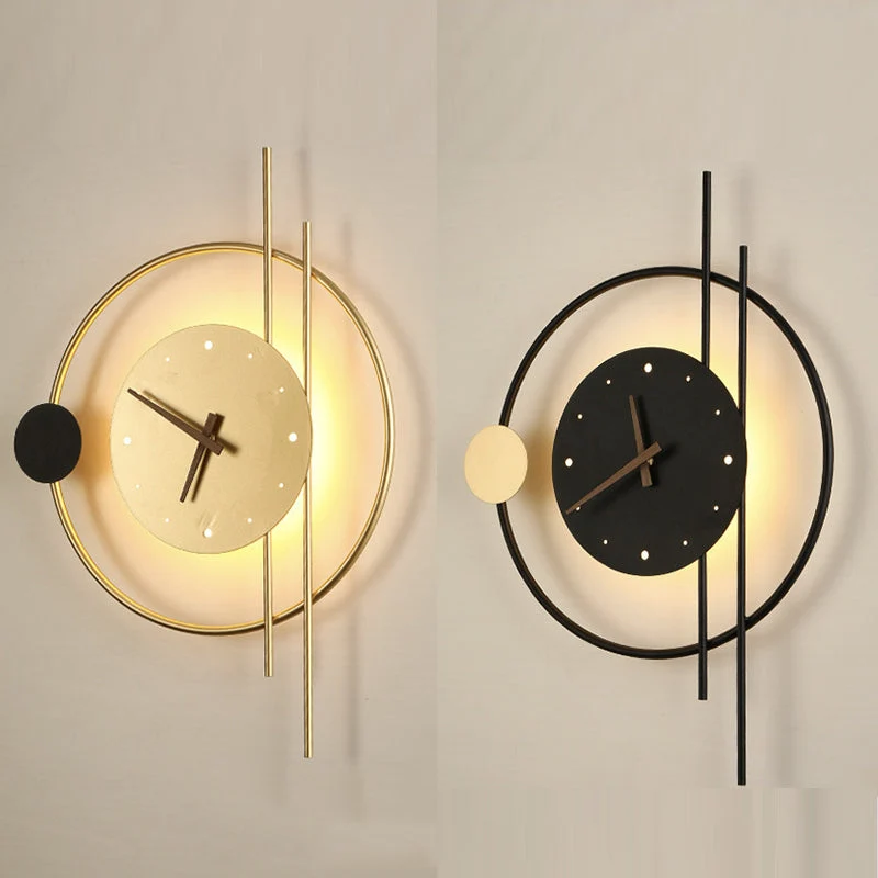 LumiClock | Schwarze LED-Wandleuchte mit Uhr