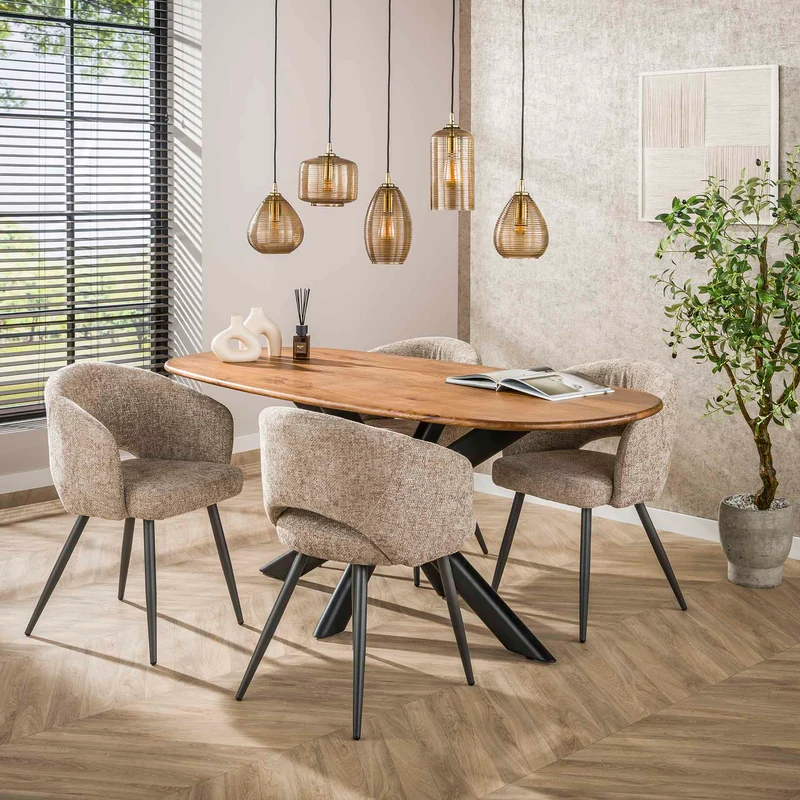 Hängeleuchte Stripe Horizontal 5-Lichter – Rauchbraunes Glas
