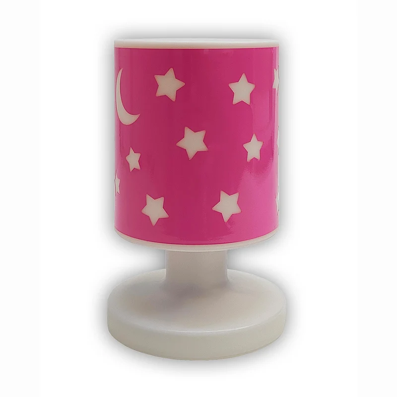 Akku-Tischleuchte Rosa mit Sternen