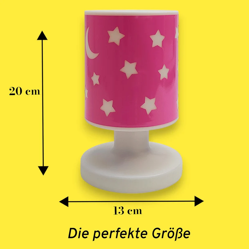 Akku-Tischleuchte Rosa mit Sternen