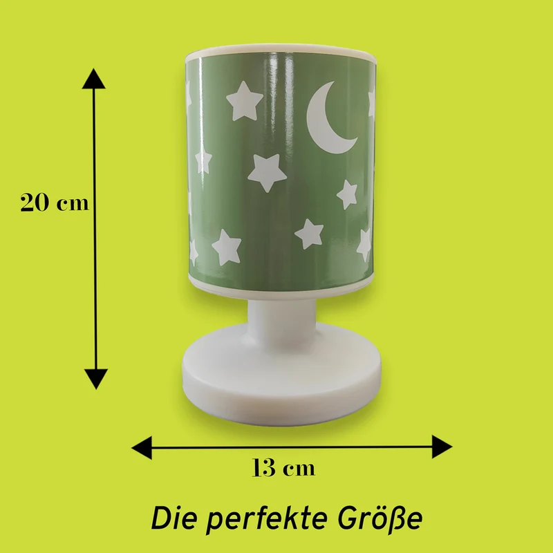 Akku-Tischleuchte Salbeigrün mit Sternen