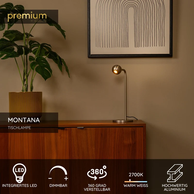 Tischleuchte Montana LED dimmbar schwenkbar Warmweiß