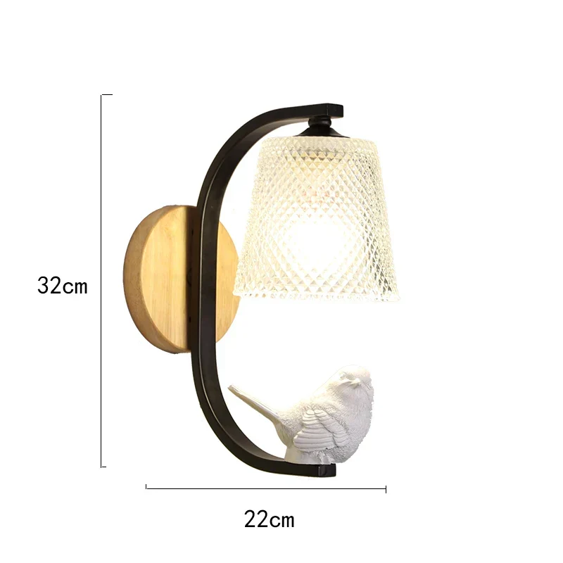 Finkara | Wandleuchte mit Vogeldesign aus Holz und Glas