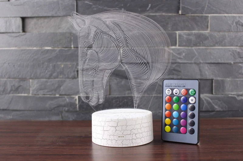3D LED Pferdekopf Illusion Lampe