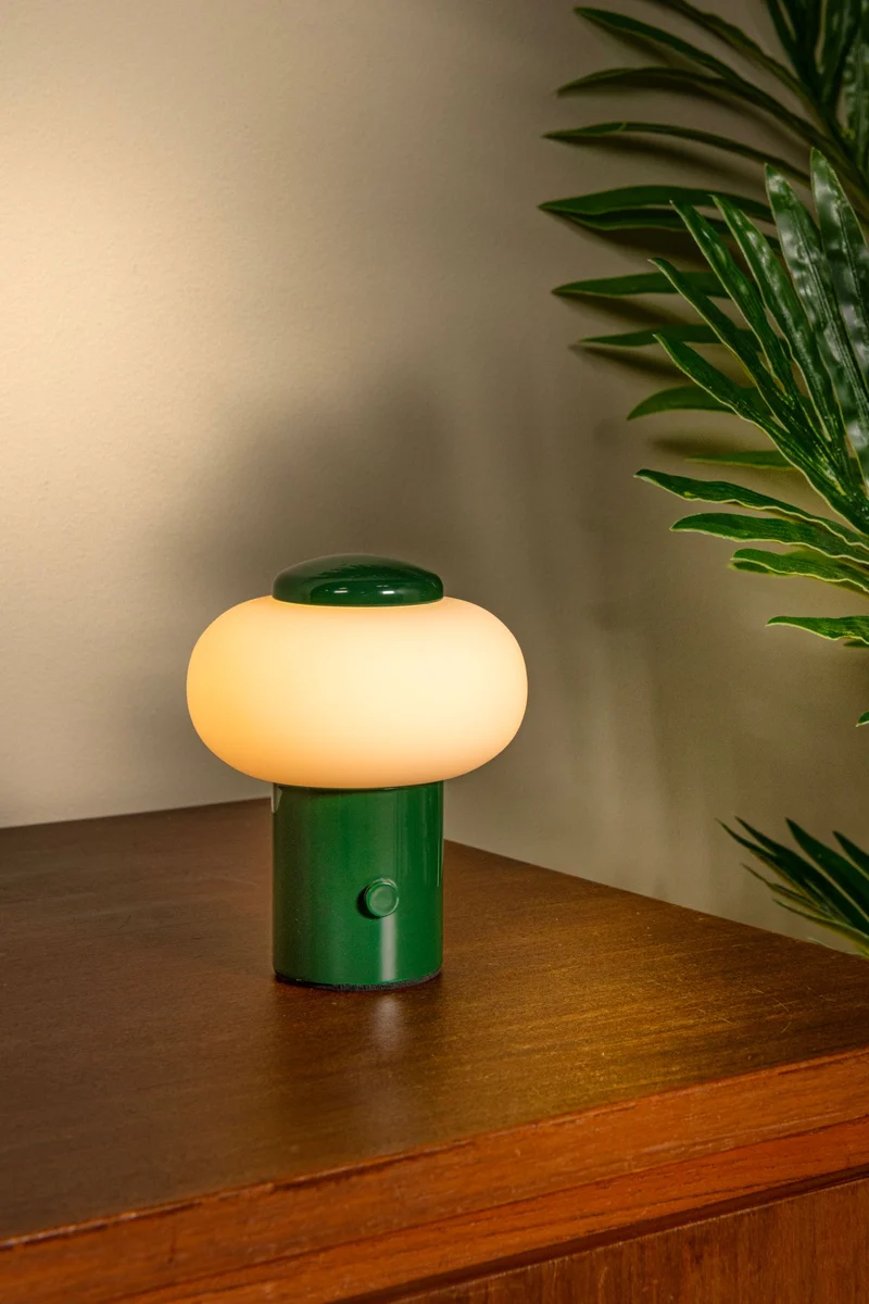 LED-Tischlampe Gustav mit Akku, per Touch dimmbar Schirmhöhe 4cm