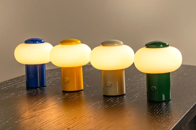 LED-Tischlampe Gustav mit Akku, per Touch dimmbar Schirmhöhe 4cm