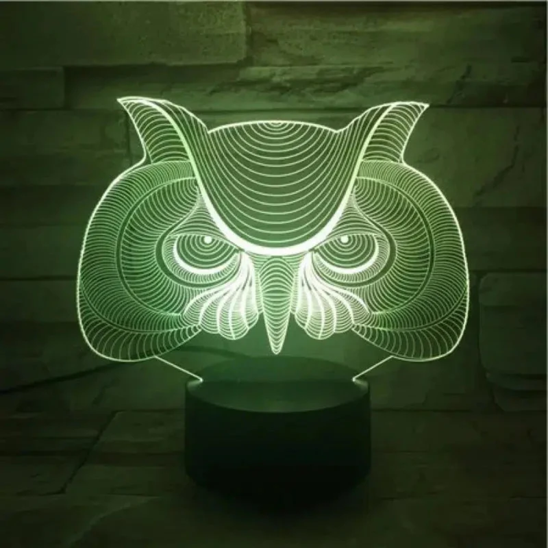 3D LED Eulen-Nachtlicht: Farbwechselnde Dekolampe mit 8 Eulendesigns